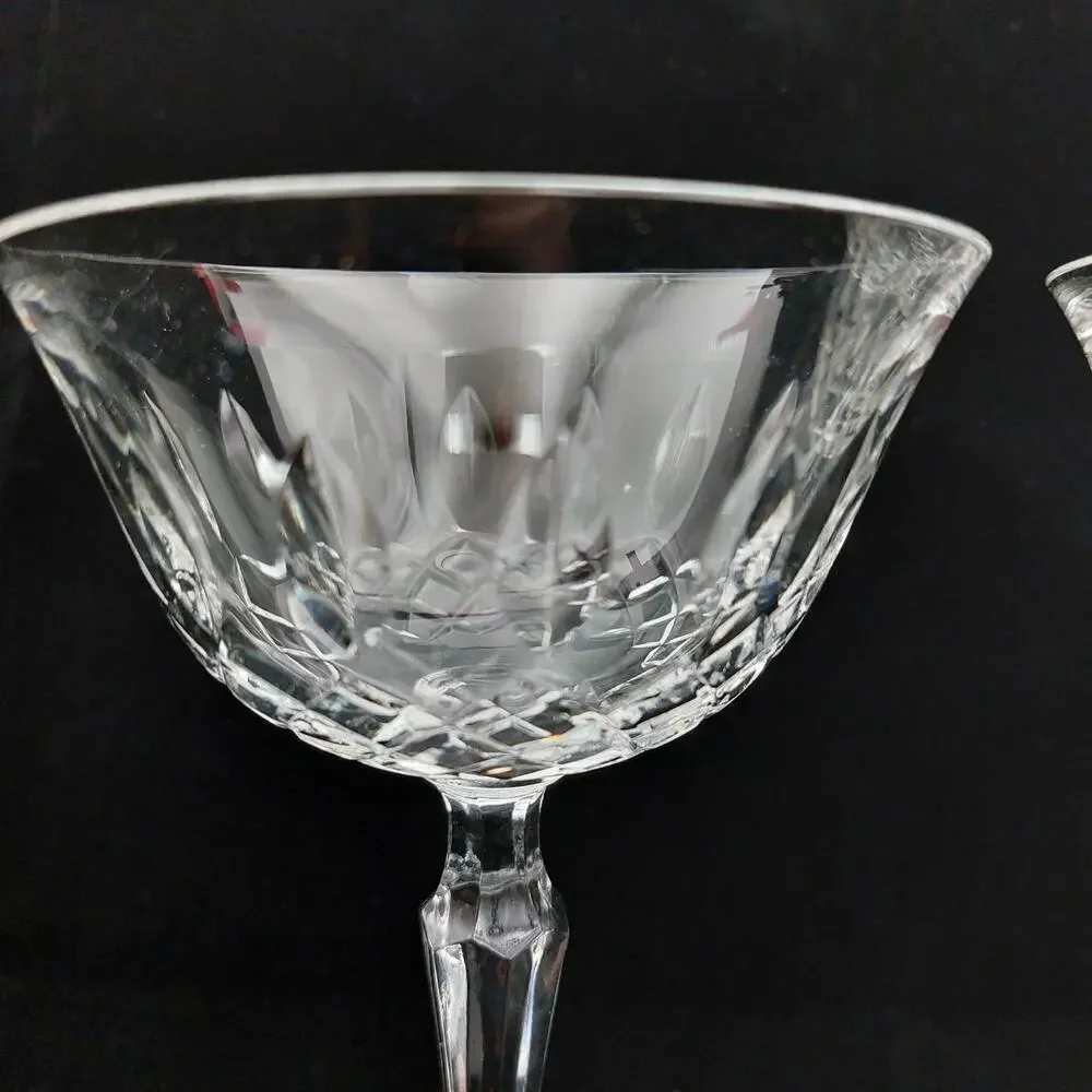 2 Vtg Tiffin Franciscan ELYSE Crystal Champagne Coupe Goblets Tall Sherbet MCM